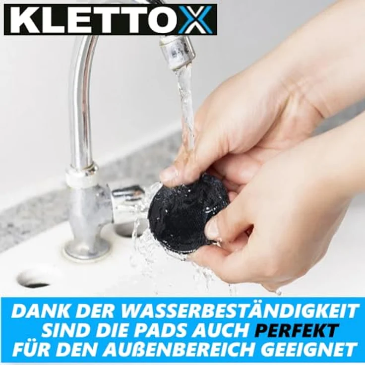KLETTOX Klettpads Klettverschluss Klettband Klettpunkte, MAVURA, Klett selbstklebend schwarz [6er Set] – Bild 4