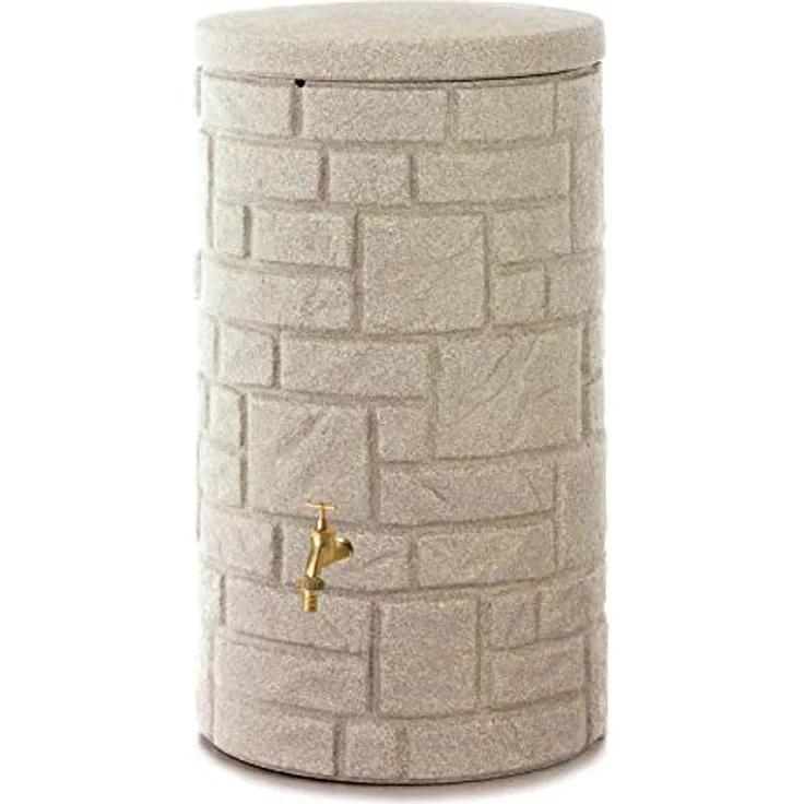 Prosperplast Regentonne Regenwassertank Arcado 230 Liter Sandstein UV- und witterungsbeständig mit kindersicherem Deckel