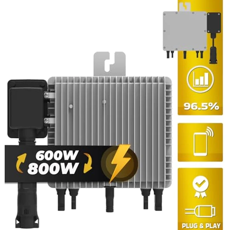 SUNNIVA® Balkonkraftwerk FULL BLACK BIFACIAL 1196W/800W Solaranlage mit 800W DEYE Micro Wechselrichter Wifi, upgradebar drosselbar, 2x460W Bifaziale All Black Solarmodule, 5m Kabel, Photovoltaikanlage – Bild 2