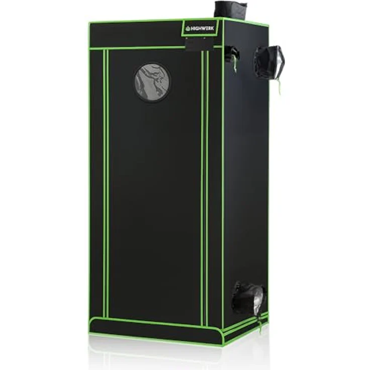 HIGHWERK Growzelt 80 x 80 x 180 cm, Indoor Growschrank mit 95% Lichtreflektion, schwarz grün – Bild 4