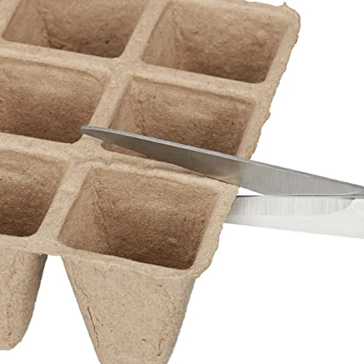 relaxdays Anzuchttopf Set, Eckige Anzuchttöpfe aus Zellulose, Beige, 17 Stück für umweltbewusstes Anpflanzen – Bild 6