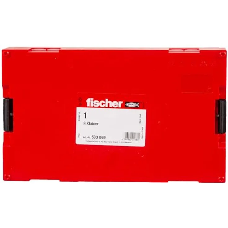fischer FIXtainer, Sortierbox für Kleinteile, universelle Aufbewahrungs-Box für Dübel, Schrauben & Muttern, stapelbare Werkzeugkiste mit Tragegriff & Klicksystem, Dübelbox - Preisvergleich – Bild 3