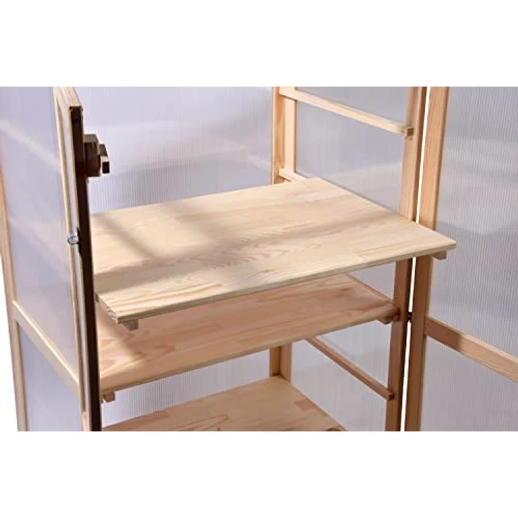 dobar® 58556FSCe Großer Anzuchtschrank Dome 0,36 m³ | Gewächshaus mit 4 Ablagen für Innen- und Außenbereich | Treibhaus Massivholz | Pflanzenhaus | 70 x 52 x 124 cm | Natur – Bild 5