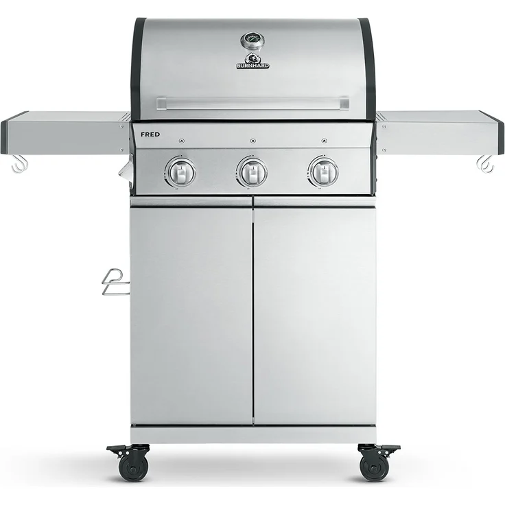 BURNHARD Gasgrill Fred, 3-Brenner Gasgrill, 2023er Version, Gasgrill 3 Brenner - Grill mit Grillwagen – Bild 1