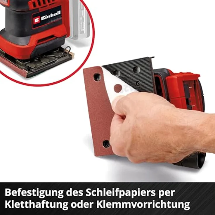 Einhell Akku-Schwingschleifer Faustschleifer TE-OS 18/113 3X Li - Solo, 22000 U/min, mit Aufbewahrungstasche und 3x Schleifpapier – Bild 8