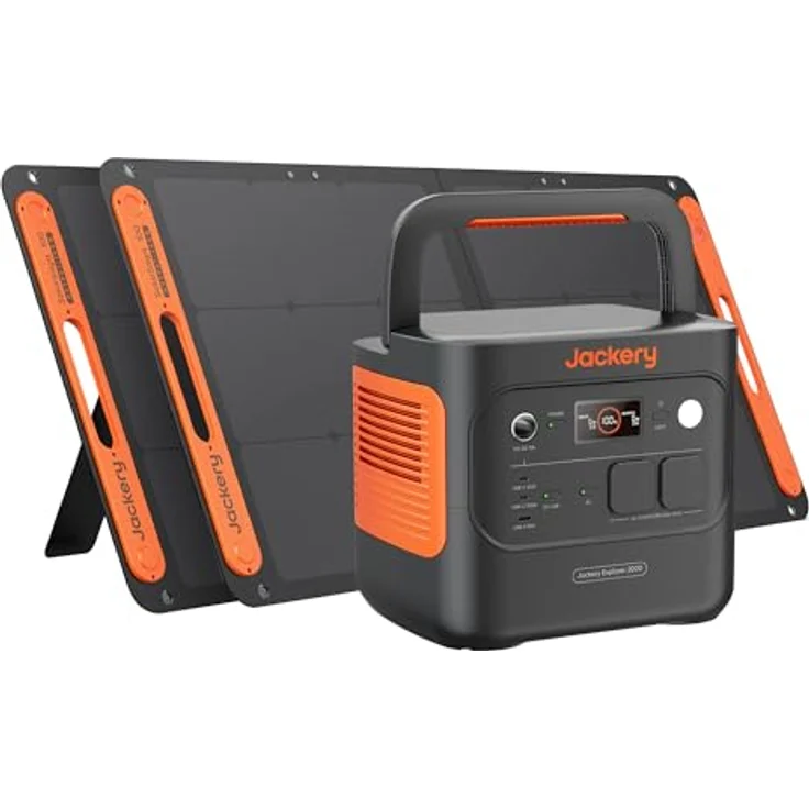 Jackery Explorer 2000 v2, Tragbare Powerstation mit 2042Wh, 2200W Ausgang und 2 * 100W Solarpanel, LiFePO4 Batterie für Camping und Off-Grid – Bild 1
