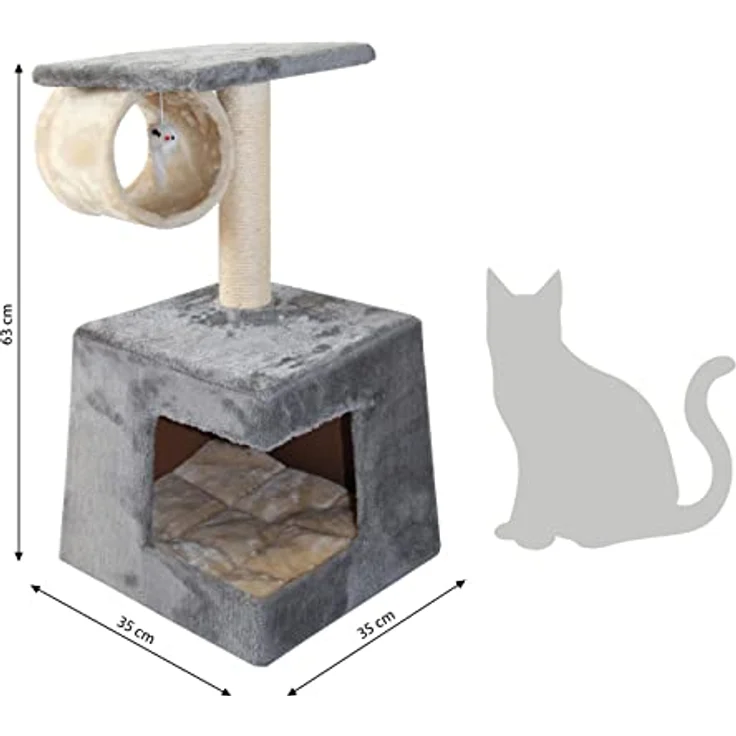 Dehner Katzen-Kratzbaum Corner, Vielseitiger Kratzbaum mit Eckhöhle und Spielmaus, dunkelgrau – Bild 2