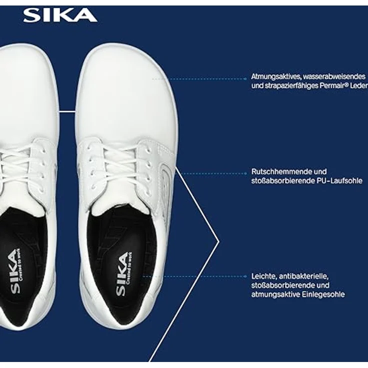 Sika Arbeitsschuh Optimax Schnürschuh, weiß, atmungsaktives Permair® Leder, rutschhemmende Laufsohle, O1 SRA – Bild 4