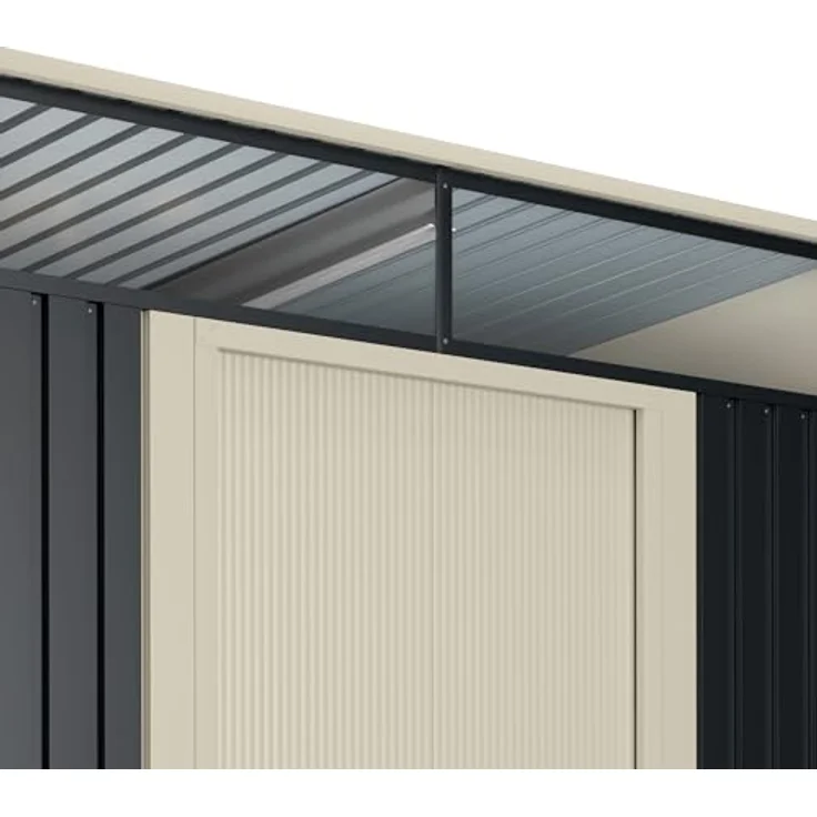Okoru Global S.L.U. Wasabi Metall Gerätehaus 5,6 m² Anthrazitgrau/Sandbeige, Doppelschiebetür, Flachdach, wartungsfrei, korrosionsbeständig – Bild 4