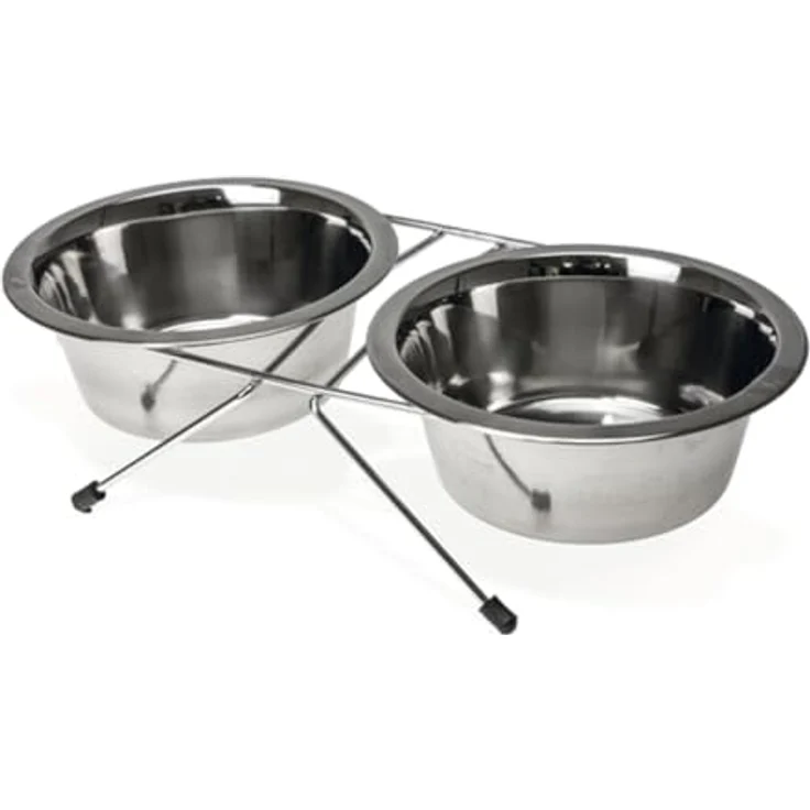 Karlie Duo Diner 800 ml, Futternapf mit erhöhter Halterung, spülmaschinenfest, mit Gummifüßen, ø: 11 - 16 cm – Bild 1