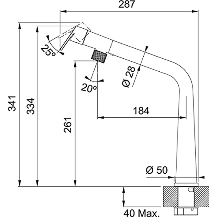 Franke Icon Armatur 115.0625.186, Edelstahl Optik Hochdruck Küchenarmatur mit schwenkbarem L-Auslauf – Bild 2