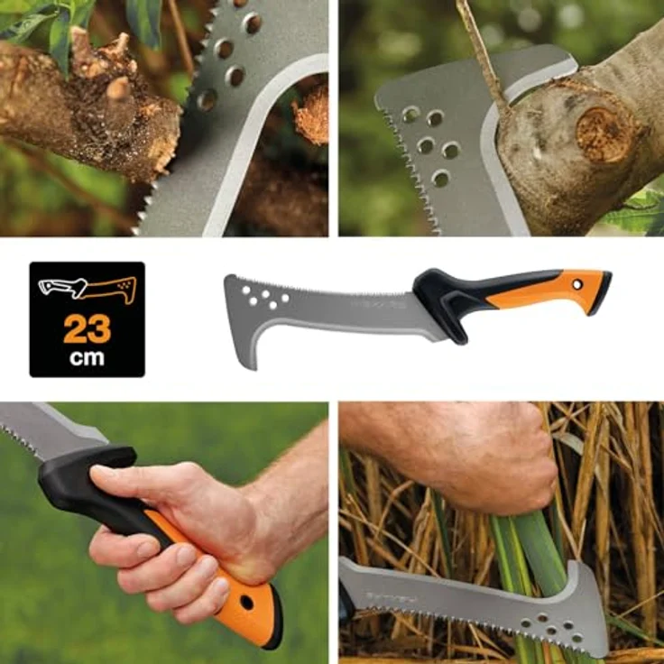Fiskars Hippe mit Säge CL-521, ergonomische Gartensäge mit 23 cm gehärtetem Stahl-Sägeblatt und grober Zahnung, inkl. Nylon-Holster – Bild 2