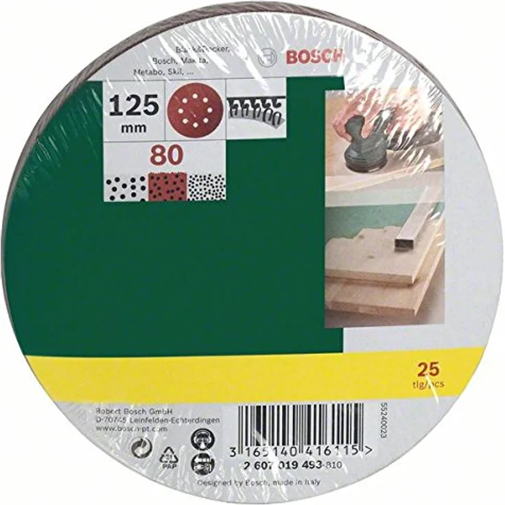 Bosch 25tlg. Schleifblatt-Set verschiedene Materialien für Exzenterschleifer (Körnung 80) - Preisvergleich – Bild 2