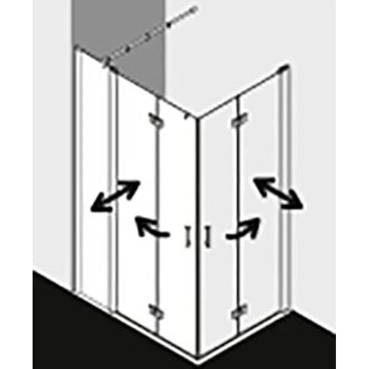 Kermi DIF2L09318VUK Eck-Halbteil links Diga F2L 0930x, Badewannen & Duschen, Milchglas SR Opaco, Teilgerahmt, Silber hochglanz