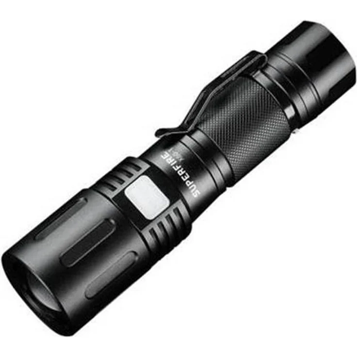 Superfire X60-T, Taschenlampe mit 1500lm, 5 Lichtmodi, Reichweite bis 300m, USB, IP34 wasserdicht, 15.80 cm