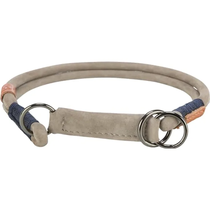 TRIXIE Zug-Stopp Hundehalsband BE NORDIC aus Leder L-XL grau – bequemes Hundehalsband für große & sehr große Hunde mit Zugbegrenzung - robust & elegant – 17150