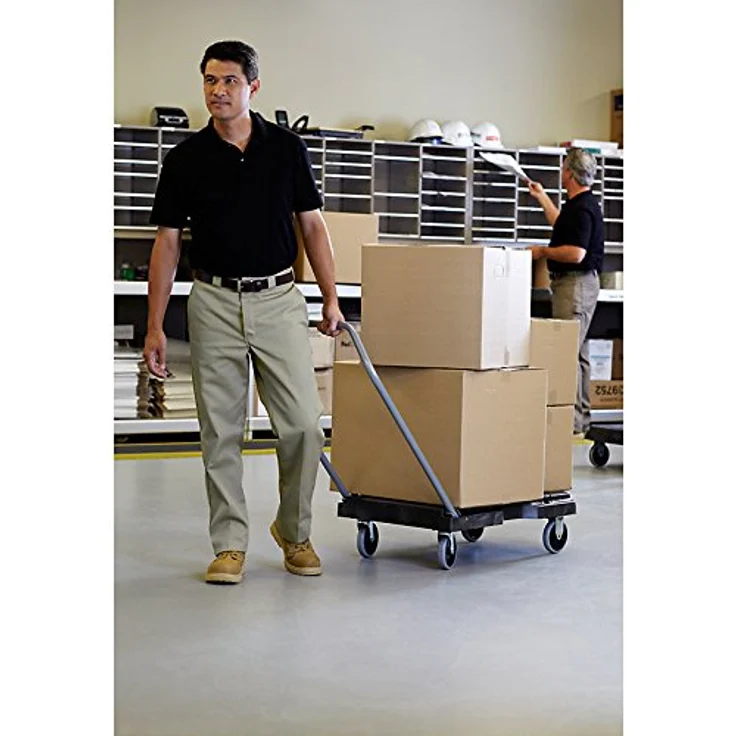 Rubbermaid Triple Rollwagen, Transportwagen Schwarz-Grau mit 3-Punkt Griff für optimale Bedienung – Bild 7