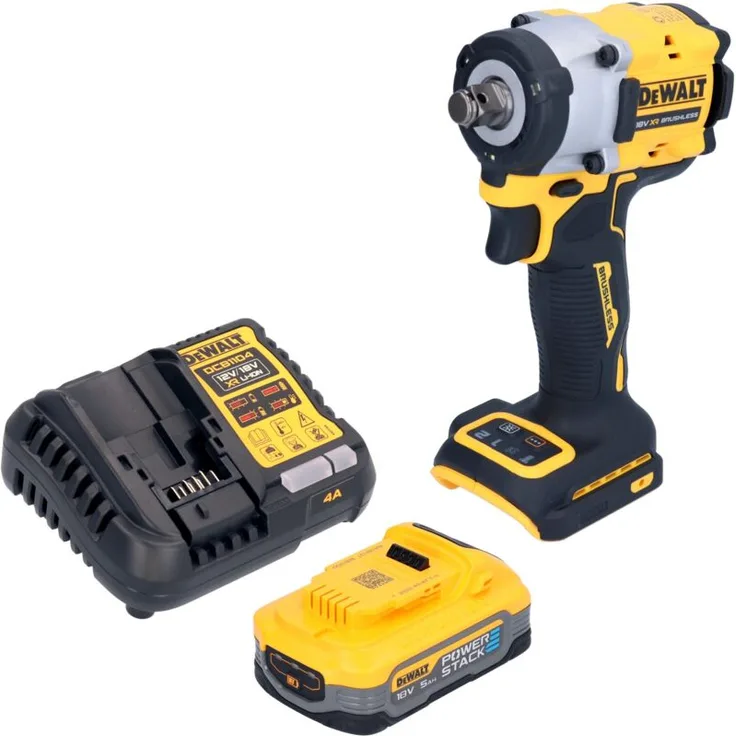 DeWalt DCF 921 H1 Akku Schlagschrauber 18 V, 400 Nm, 1/2" Brushless, mit 5,0 Ah Powerstack Akku und Ladegerät