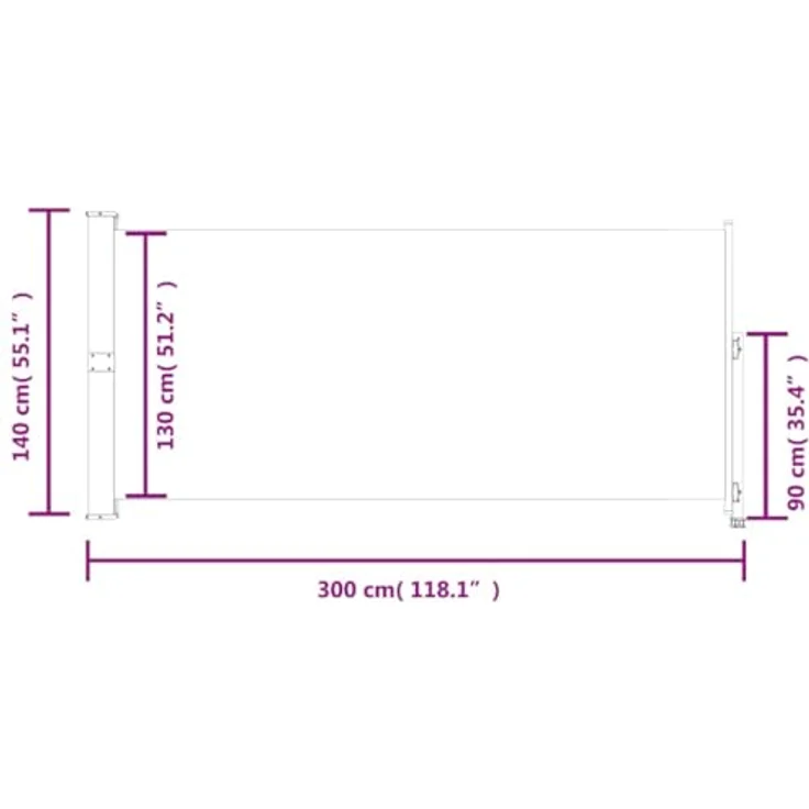vidaXL Seitenmarkise Ausziehbar 140x300 cm Grau Sichtschutz Windschutz Markise – Bild 4