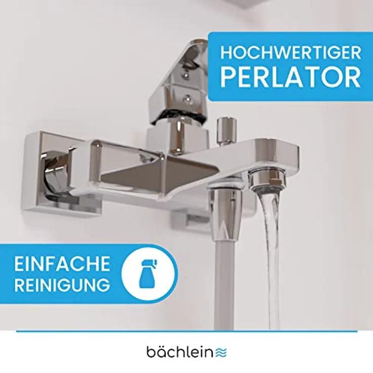 Bächlein Junias Badewannenarmatur, eckiges Design, Komplettset mit Einhand-Wasserhahn in Chrom, inklusive Zubehör – Bild 2