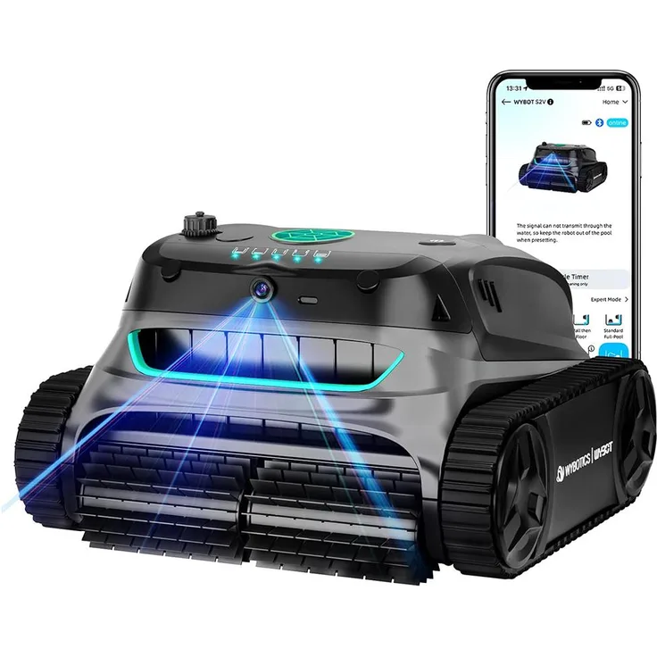 WYBOT S2 Vision, kabelloser Poolroboter mit AI-Kamera, 210 Min Betriebszeit, 8 Reinigungsmodi, für alle Pooltypen