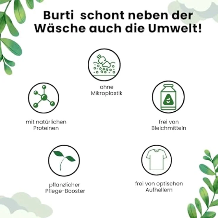 Burti Liquid Feinwaschmittel flüssig 1,45l - mit Faser Schutz für pflegeleichte & feine Textilien, schützt gleichzeitig die Farben, ohne Mikroplastik, für ca. 26 Waschladungen – Bild 4