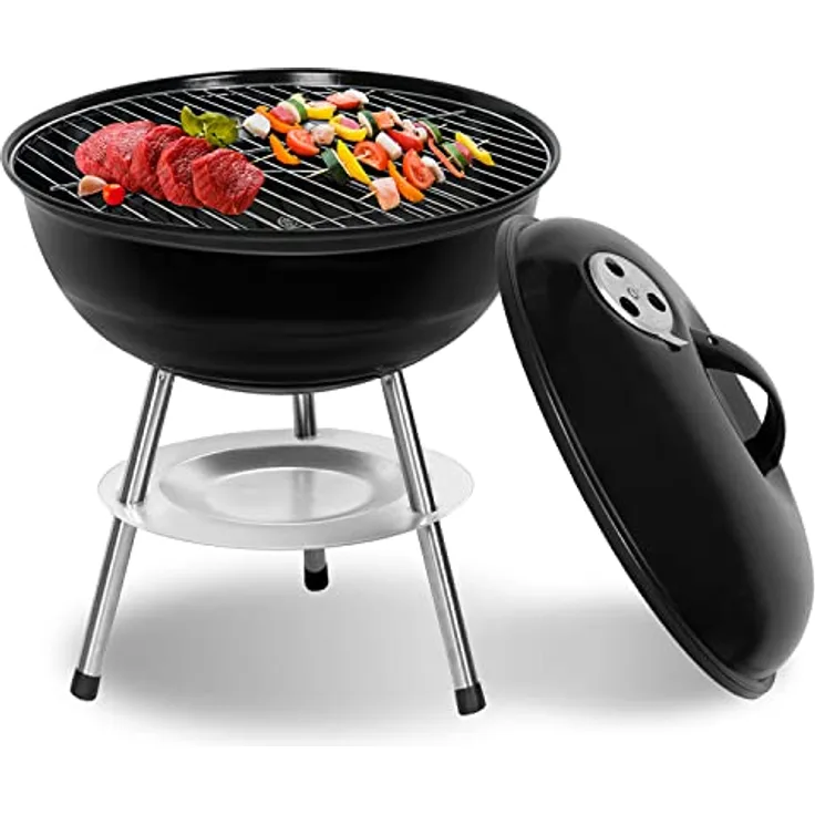 SunJas Holzkohlegrill, tragbar, zerlegbar, für Grill, Außenbereich, Garten, Camping und Picknick (für 3-5 Personen)