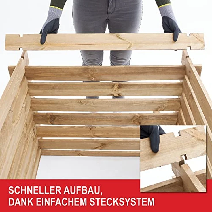 Onbest Holzkomposter, wetterfestes Stecksystem aus lasiertem FSC Holz, 520 L Fassungsvermögen für Gartenabfälle und Biomüll – Bild 3
