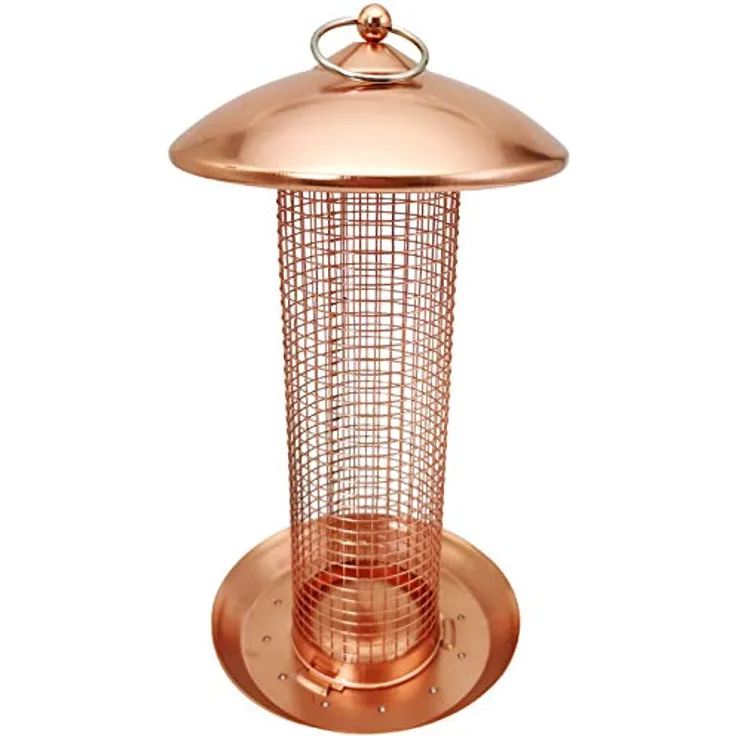 Dehner Natura Wildvogel-Futtersäule Chloe, Ø 16 cm, Höhe 30 cm, Metall, kupfer