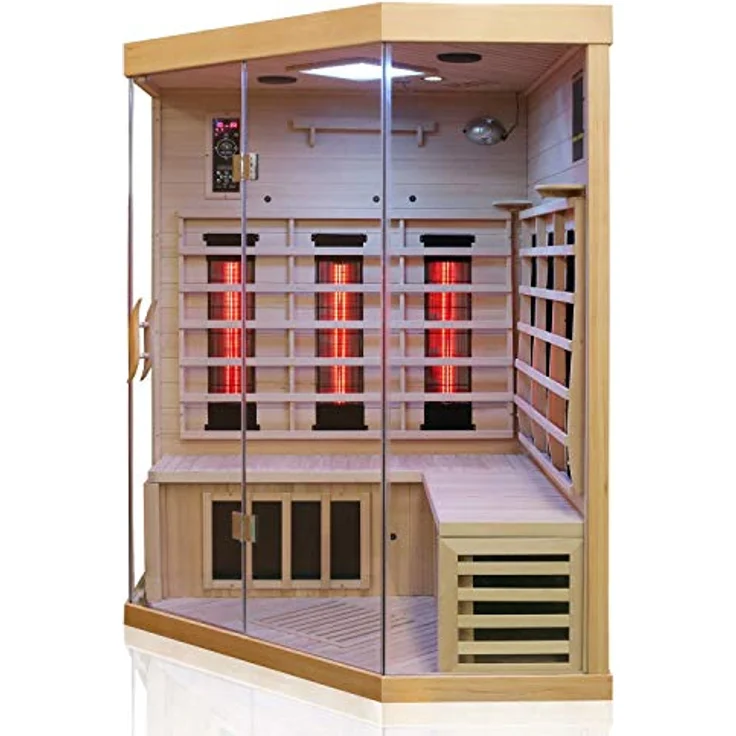 Dewello Infrarotkabine Infrarotsauna BRANDON 140cm x 140cm inkl. Vollspektrumstrahler, Bodenstrahler – Bild 2