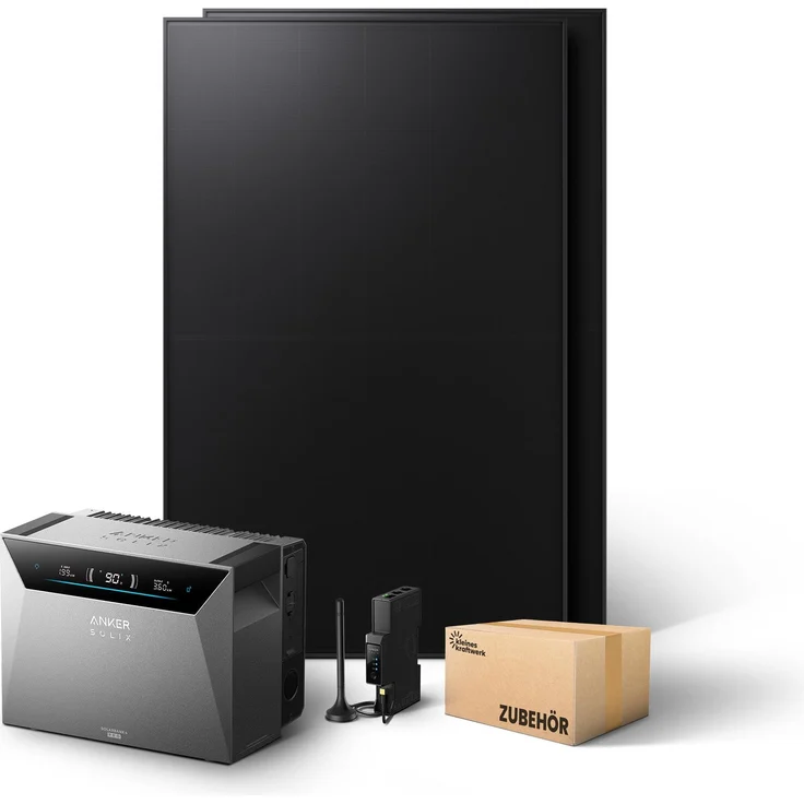 Kleines Kraftwerk Duo (BC) 960W Balkonkraftwerk, bifazial mit Anker Solarbank 4 Pro, 5.024 Wh, 0% MwSt, erweiterbar auf 30,1 kWh