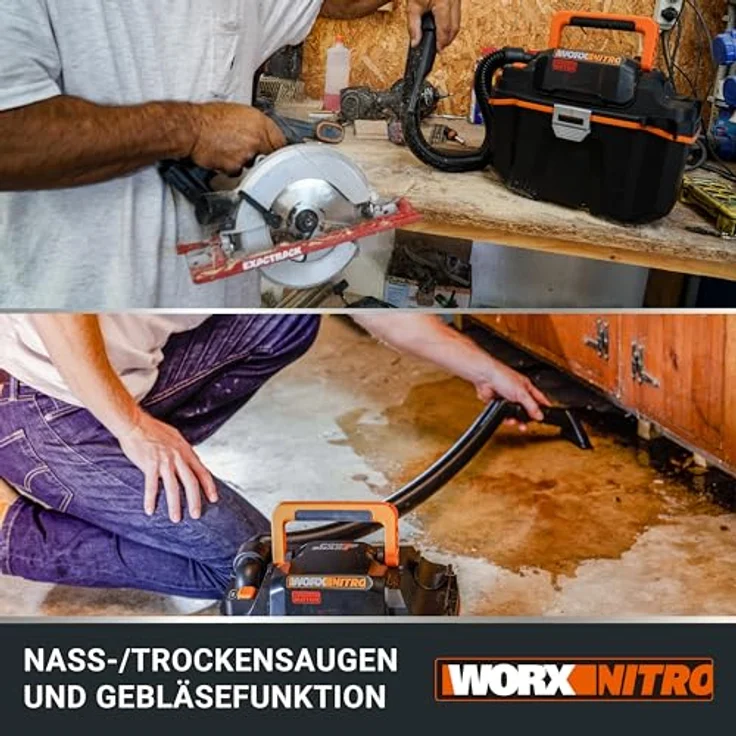 WORX WX031.9 Akku Nass-/Trockensauger, mobil und handlich, 20V, mit Fugendüse und Breitstrahldüse, Schwarz/Orange – Bild 5