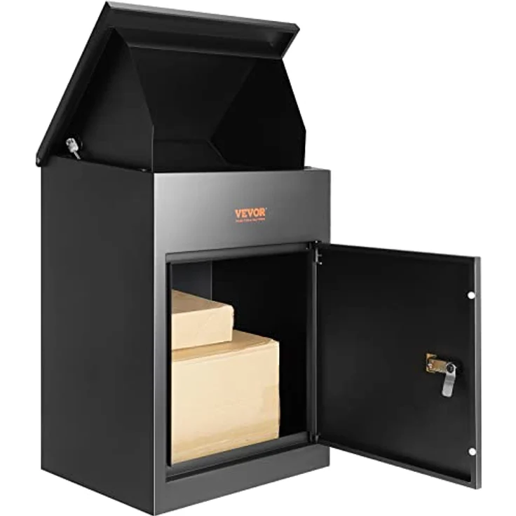 VEVOR Paketbriefkasten 44x35x58,3cm Paketbox Stahl Paletkasten 15-20 kg Briefkasten Postbox XXL Briefkasten mit Paswortschloss Innenscharnier Anti-Diebstahl-Einwurföffnung für Pakete Briefe usw. – Bild 1