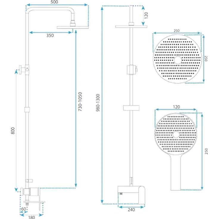 wohnwerk.idee Duschsystem Avalon, Regendusche mit Wannenauslauf, Gold Matt Schwarz Grau Kupfer, modernes Komplettset für stilvolle Badezimmer – Bild 9
