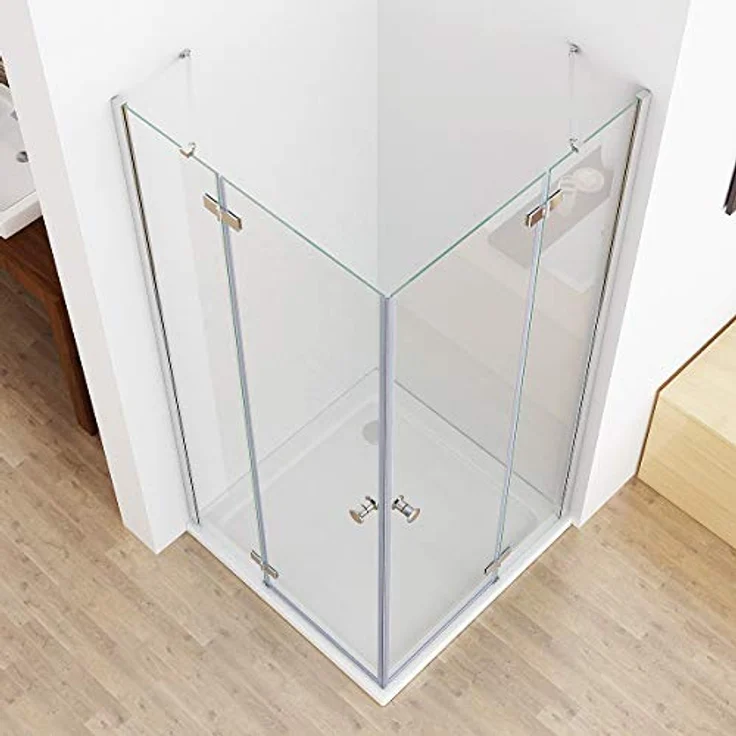 MIQU Duschkabine 90 x 80 cm Eckeinstieg mit ESG Sicherheitsglas, verstellbarer Türbreite und stabilen Metallstützstangen – Bild 2