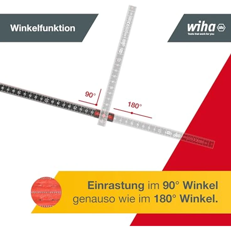 Wiha Gliedermaßstab Longlife® Plus Composite 2 m metrisch, 10 Glieder (37067) rot-schwarz – Bild 3
