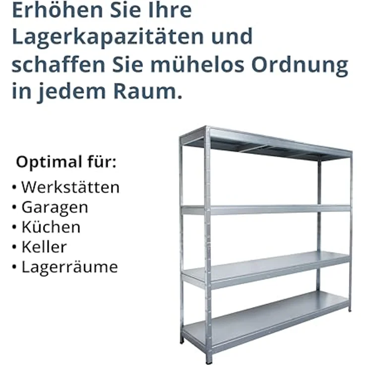 SCHULTE Regalwelt Schwerlastregal Steck Weitspann/Schwerlastregal, 4 Böden, Höhe: 180cm, verzinkt – Bild 4