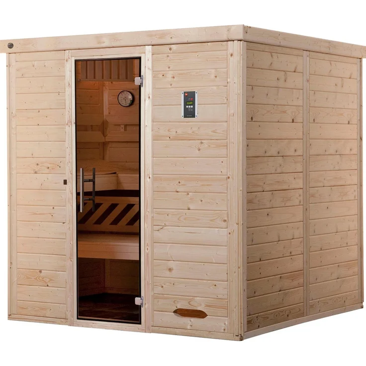Weka Sauna Kemi 4, 195 x 193 x 200 cm, 45 mm, Graphit-Optik, 7,5 kW-Ofen mit digitaler Steuerung