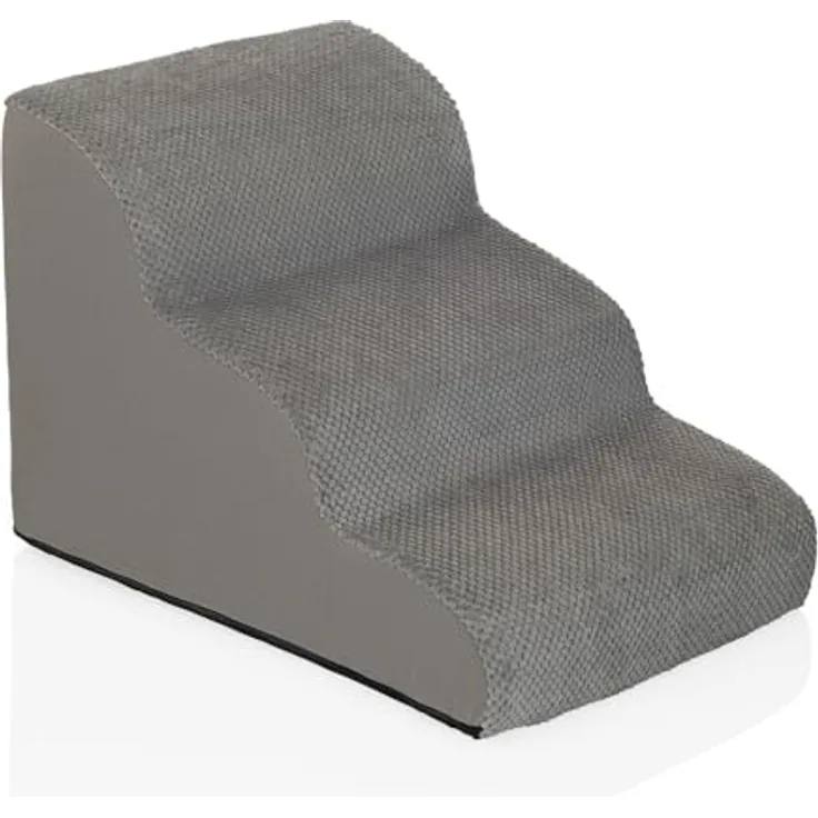 hjh LIVING PAWY STEP 3, Haustiertreppe mit 3 Stufen aus 100 % Polyester, waschbarer Bezug, gelenkschonend und rutschfest