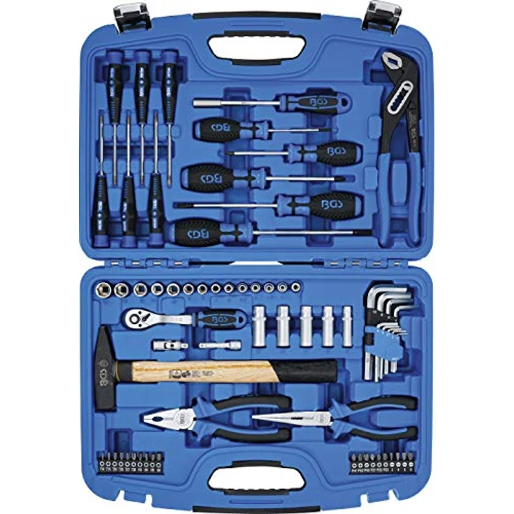 BGS Steckschlüssel-Werkzeugkoffer 67-tlg., Chrom-Vanadium-Stahl, ergonomische 2-Komponenten-Griffe, kompakte Aufbewahrung – Bild 4