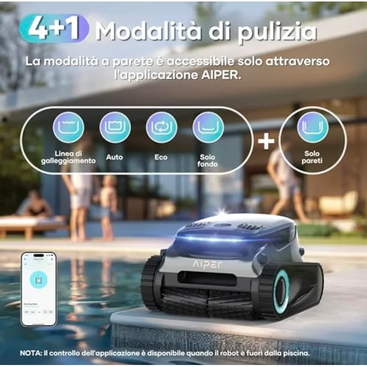 Aiper Scuba S1 Pro 2025, Kabelloser Poolroboter mit App-Steuerung, Feinfilter, 5 Reinigungsmodi und bürstenlosen Quad-Motoren – Bild 6
