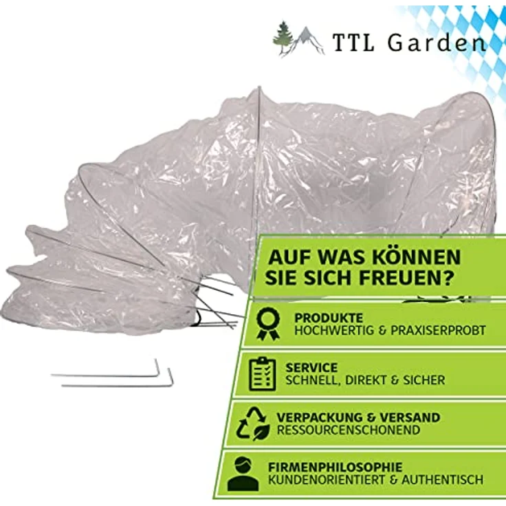 TTL GARDEN Quick&Easy Beettunnel 300x45x30cm, PE Folie für Frühbeet Effekt, ideal für Gemüse und Jungpflanzen – Bild 7