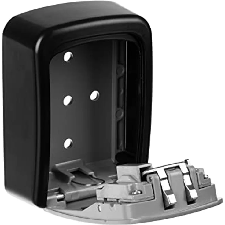 ISO TRADE Schlüsselkasten Safe, wasserdicht mit 4-stelligem Zahlencode, Schwarz/Grau, kompakte Größe 11,5 x 9,5 x 4 cm – Bild 5
