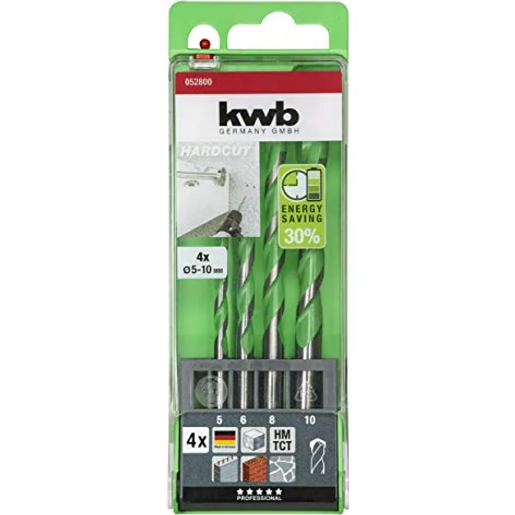 kwb AKKU TOP Hardcut Granitbohrer-Kassette – 4 teiliges Steinbohrer-Set, diamantgeschliffen, Ø 5-10 mm, Made in Germany – Bild 3