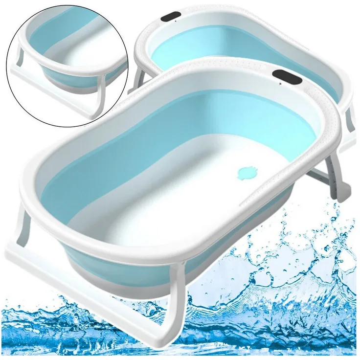 LEAN TOYS Babybadewanne, faltbar und rutschfest, 75 cm, Blau