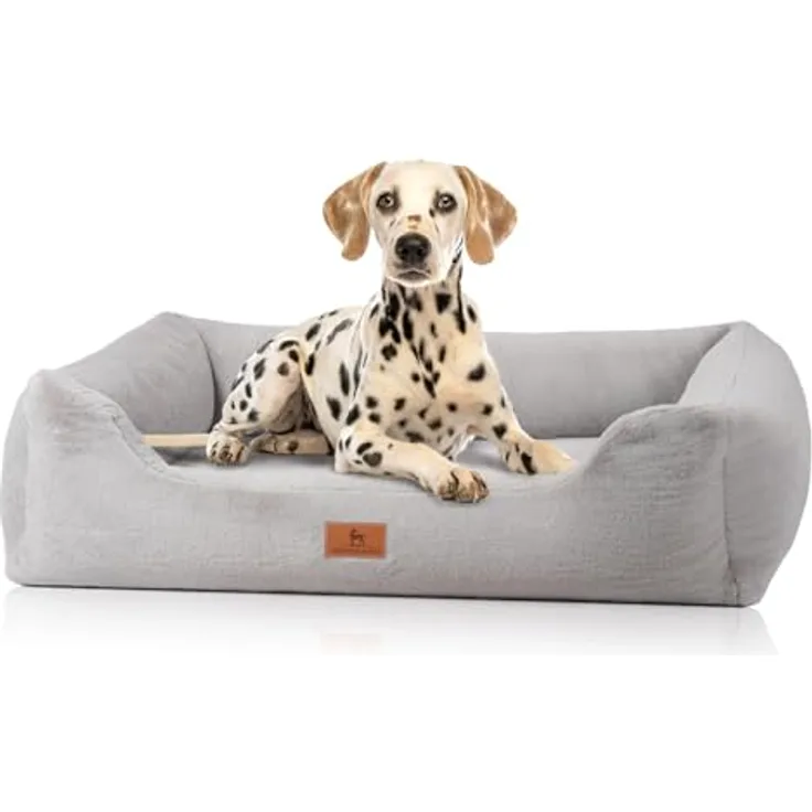 Knuffelwuff Orthopädisches Hundebett Schnuffelupagus XL 105 x 75cm Grau | Abnehmbarer Bezug, waschbar, rutschfester Unterboden für große, mittelgroße und kleine Hunde