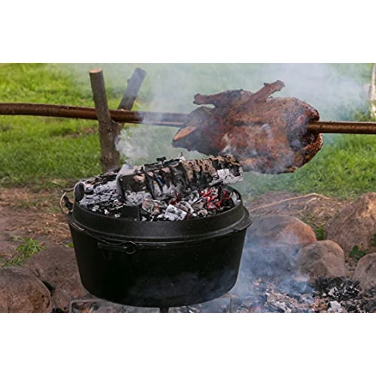 FireRocket Dutch Oven 9qt 8,5L ohne Füße Premium Gusseisen Schmortopf Gusstopf Feuertopf Bräter eingebrannt niederländischer Kochtopf 36,5 x 33 x 12,5 cm – Bild 8