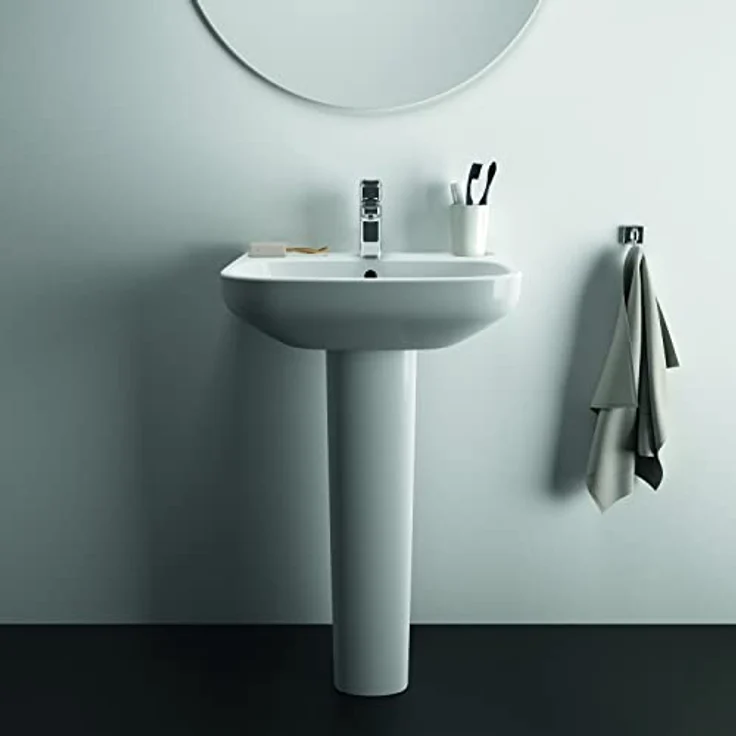 Ideal Standard Waschtisch i.life A 55x44 cm, 1 Hahnloch mit Überlauf, Alpinweiß aus Kristallporzellan – Bild 3