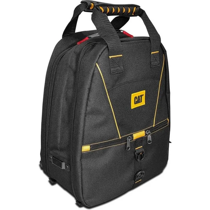 CAT CATERPILLA Werkzeug-Rucksack 17" (43 cm) Schwarz/Gelb mit 2 Hauptfächern und 28 Innentaschen
