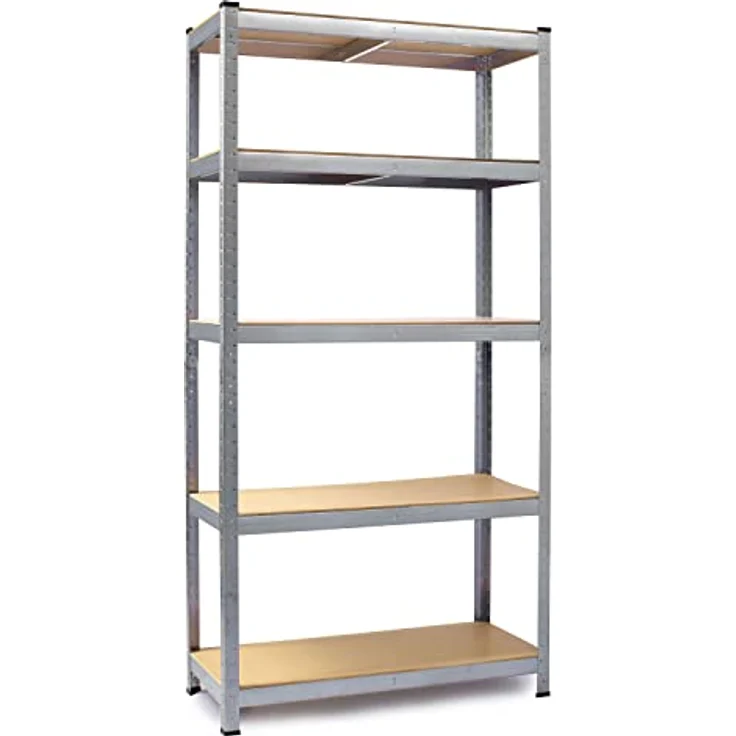 Humberg HR-810 Kellerregal Schwerlastregal, Metallgestell mit 5 Ablagen, belastbar bis 625 kg, 30 x 75 x 150 cm, Silber – Bild 1